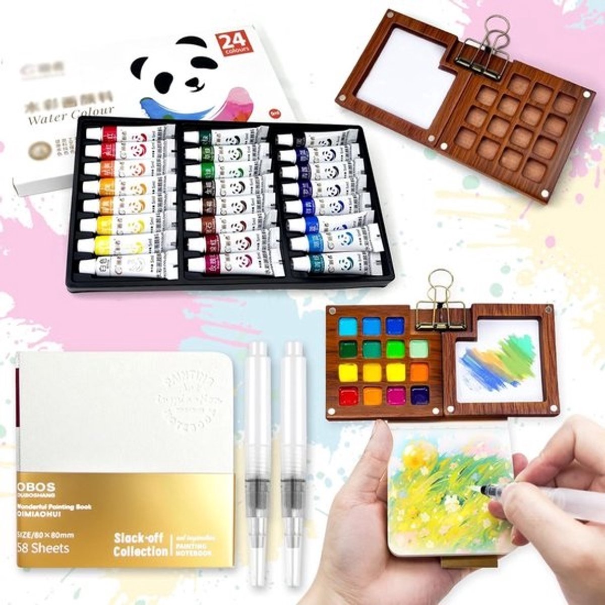 Mini Aquarelset - Verfset Schilderen - Kunst en Handwerk - Draagbaar en Compact - 6 cm