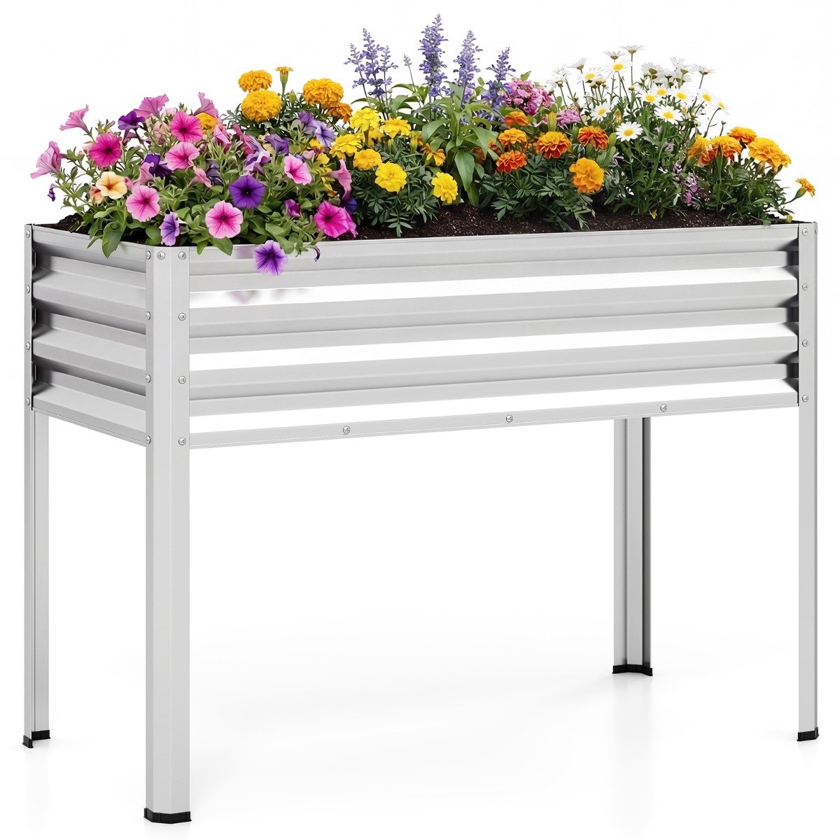 SureDeal® - Plantenbak - Verhoogde - Metalen Poten Verhoogd - 112x55x81 cm - Zwart