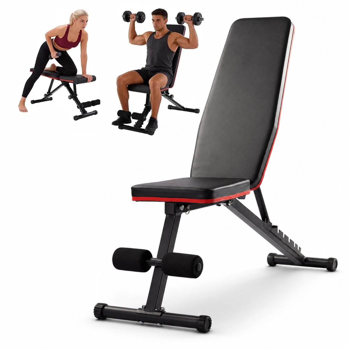 Halterbank en fitnessbank - Opvouwbaar, 7 standen - Belastbaar tot 200 kg - Voor krachttraining thuis