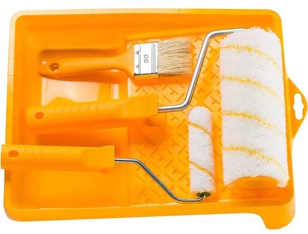 Verfset 4 Delen - Schildergereedschap Set - Klusklare Afwerking - Compleet Inclusief Lade - 50mm Borstel