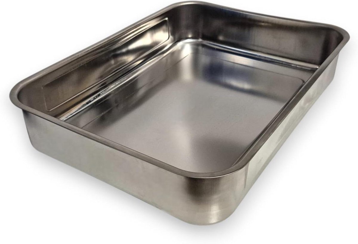 Roestvrijstalen Bakplaat - Ovenschaal Rechthoekig - Bakken Yoghurt Maken - Voedselveilig 304 Staal - 365 x 265 x 65 cm
