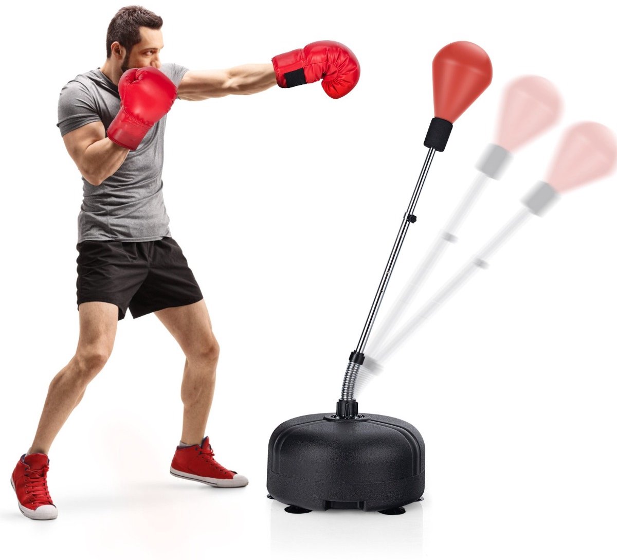 SureDeal® - Krachttraining - Boksbal - Standaard - Volwassenen - Kinderen Voudig Hoogte - Zwart
