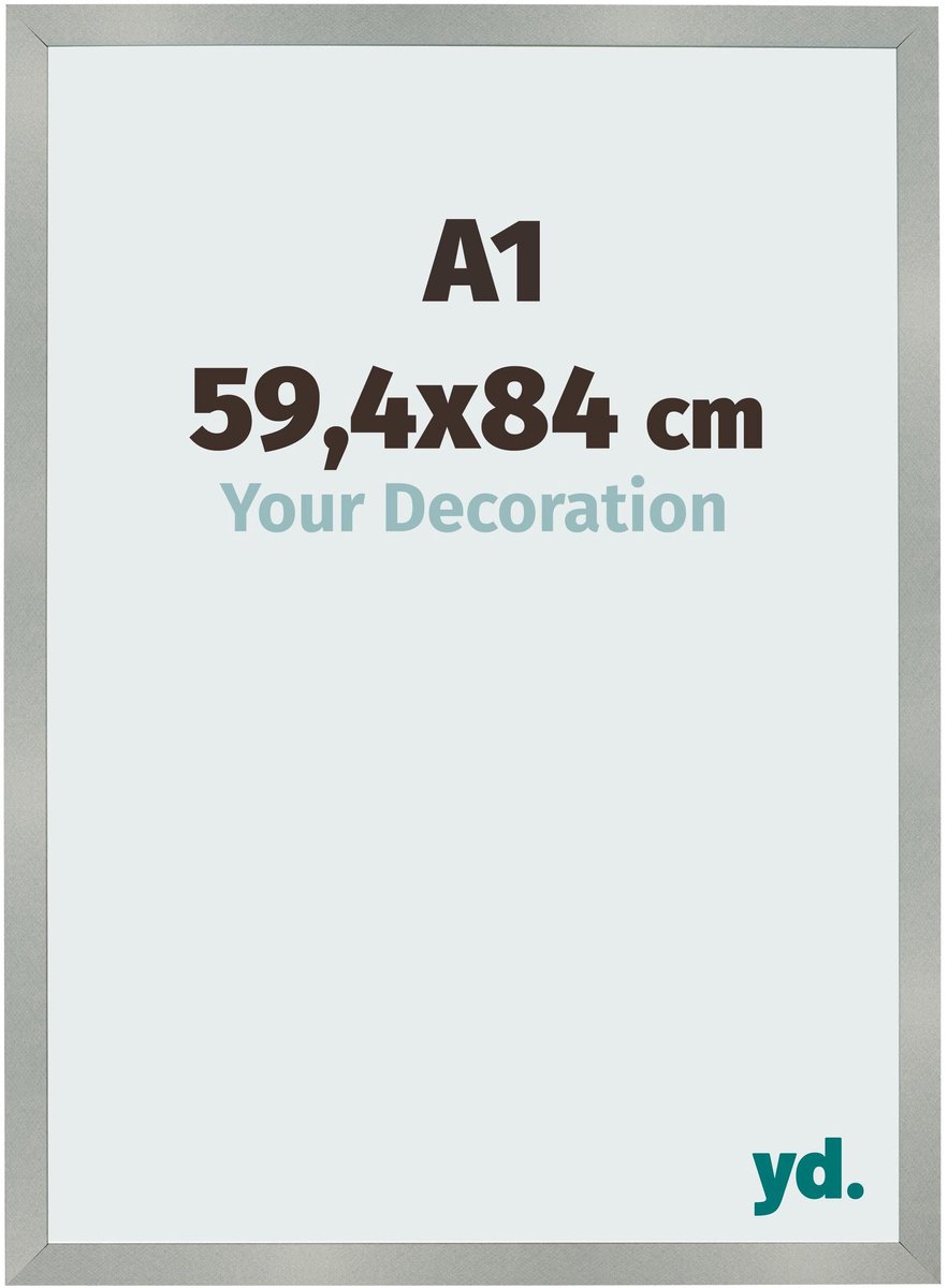 Your Decoration - Fotolijst A1 59,4x84 cm - MDF - Aluminium Geborsteld - Bologna