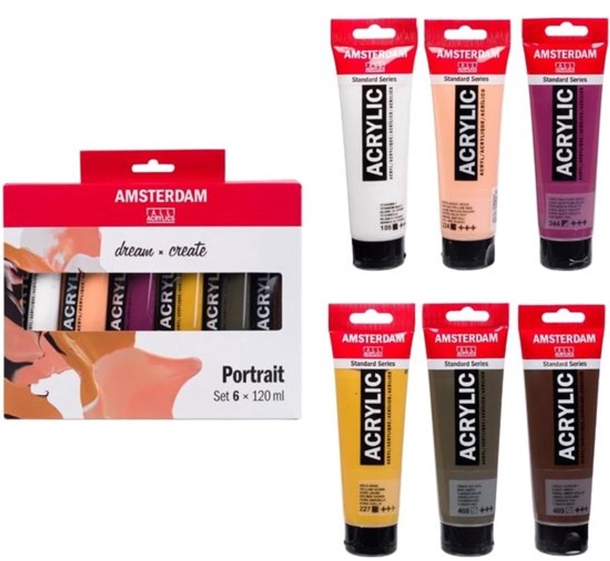 Amsterdam Standard Series Acrylverfset - Portret Set met 6 x 120 ml Tubes voor Mengen van Beigeen