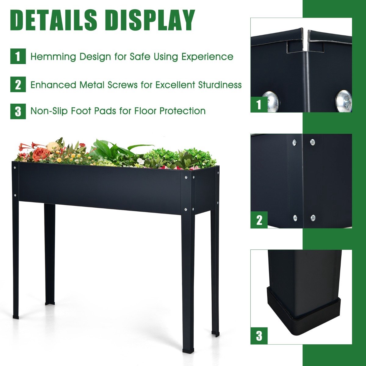 SureDeal® - Plantenbak - Verhoogde - Afvoergaten Metaal Verhoogde - 100x30x80 cm - Grijs