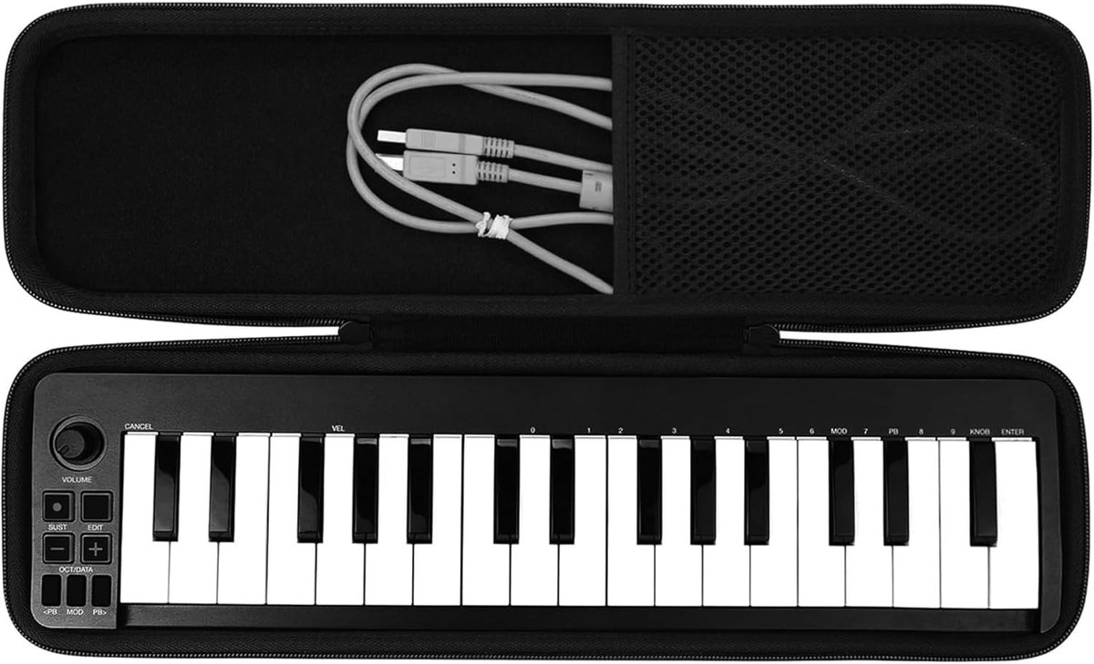 Duurzame Hard Travel Case voor Portable USB MIDI Keyboard Controller - Geschikt voor M-Audio Keystation Mini 32 MK3 / MK2 - Bescherming, Opbergruimte, Compacte Afmetingen 44.5×12×4.5cm