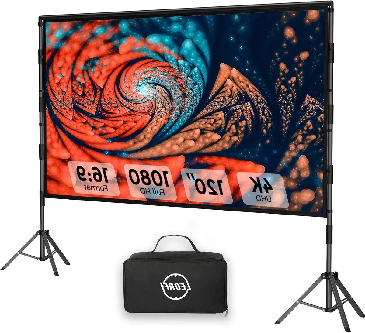 Projectiescherm met Statief - Mobiel Scherm Buitenscherm - Thuisbioscoop Creëren - Kreukvrij HD Beeldoppervlak - 120 Inch 16:9 - Wit