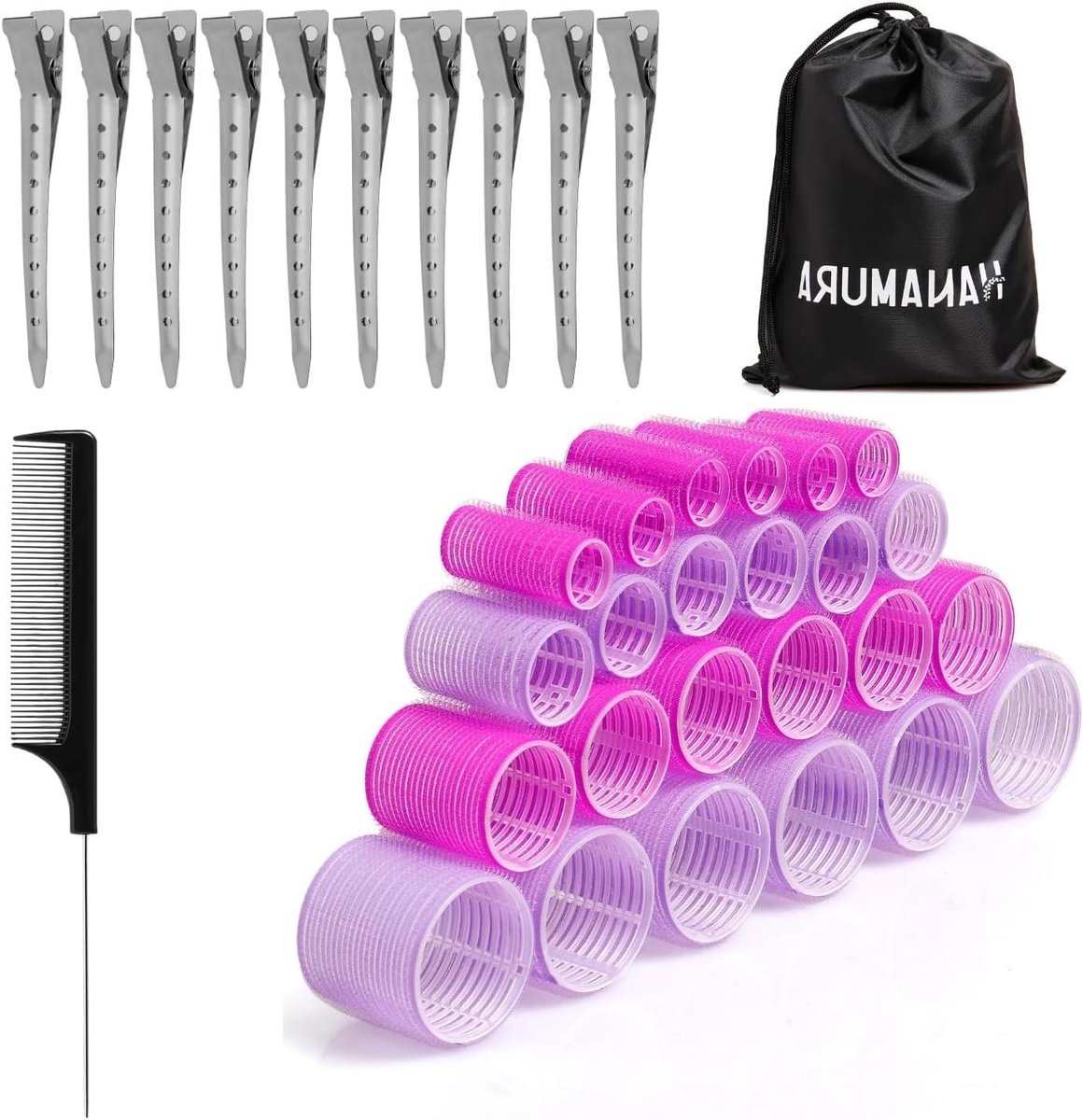 Krulspelden Set - Haarrollers Krullers - Haar Stijlen - Verschillende Maten - 22 stuks - Blauw