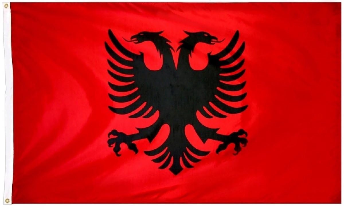 Okado Albanese Vlag – Polyester – 150 x 90 cm – Rood/Zwart