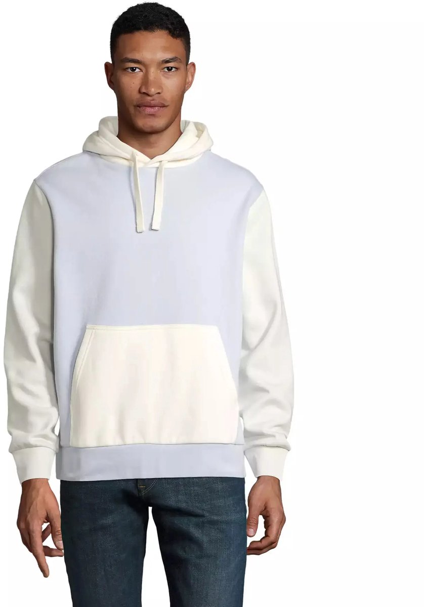 SOL'S Unisex Collins Hooded Sweatshirt L03818 - Creamy Blue/Creamy White/Creamy Green - 3XL