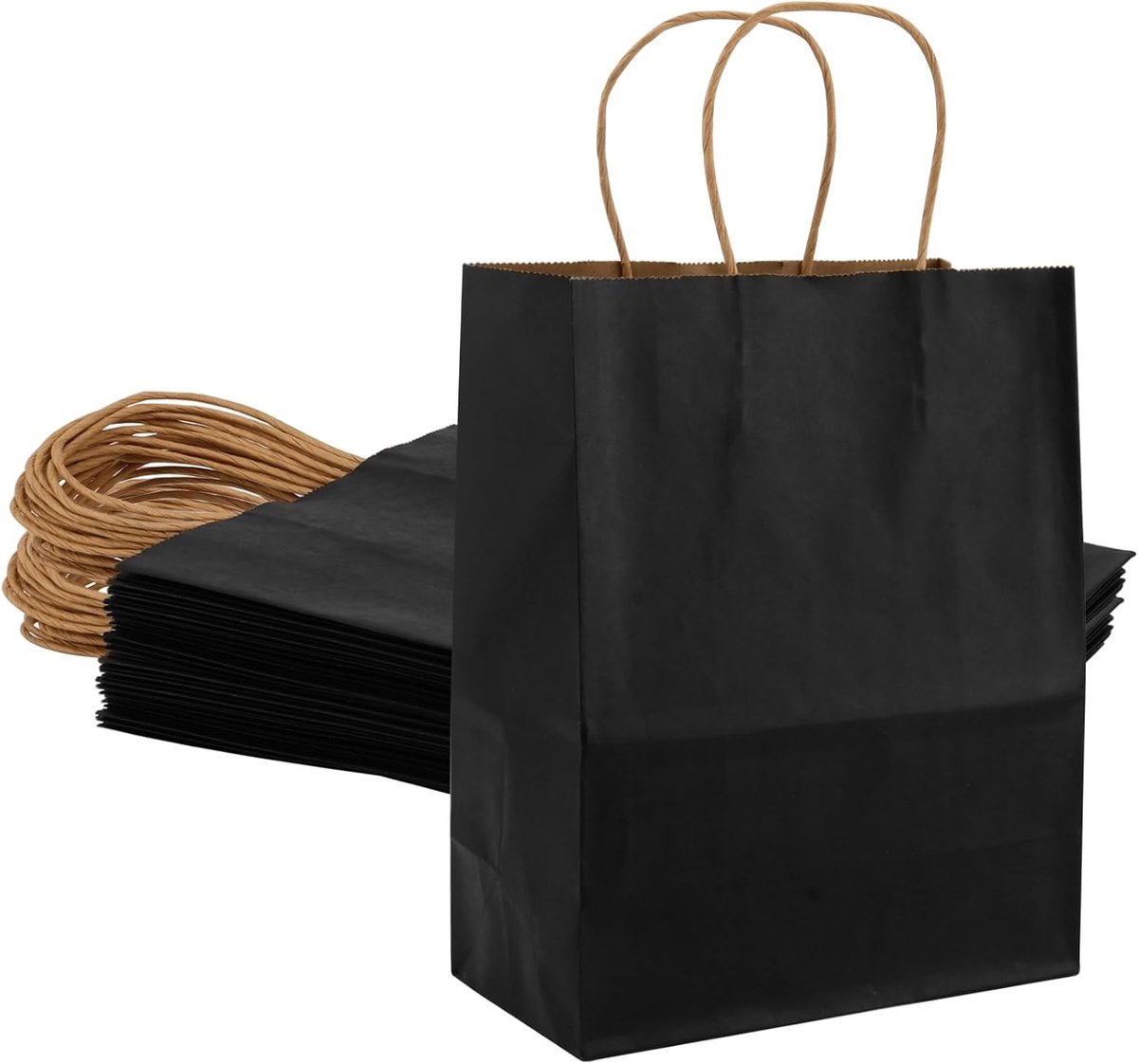 30 Stuks Zwarte Papieren Tassen met Handvat, 21 x 11 x 27 cm, Cadeautassen voor Feestjes, Verjaardagen en Ambachten