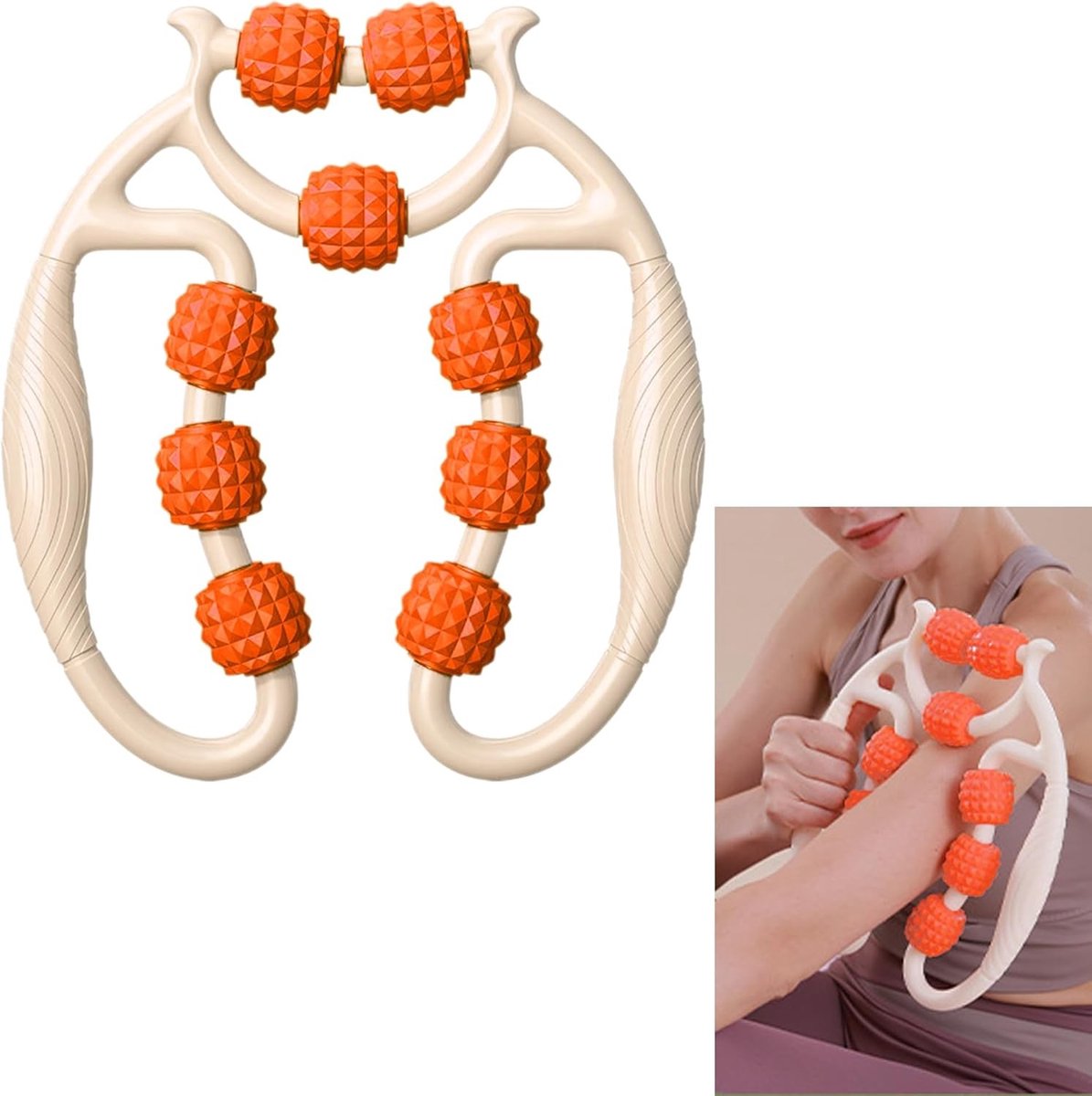 Massage roller voor benen en armen - Fascia roller met handvat voor spierontspanning en vermoeidheidsverlichting, ideaal voor herstel en ontspanning