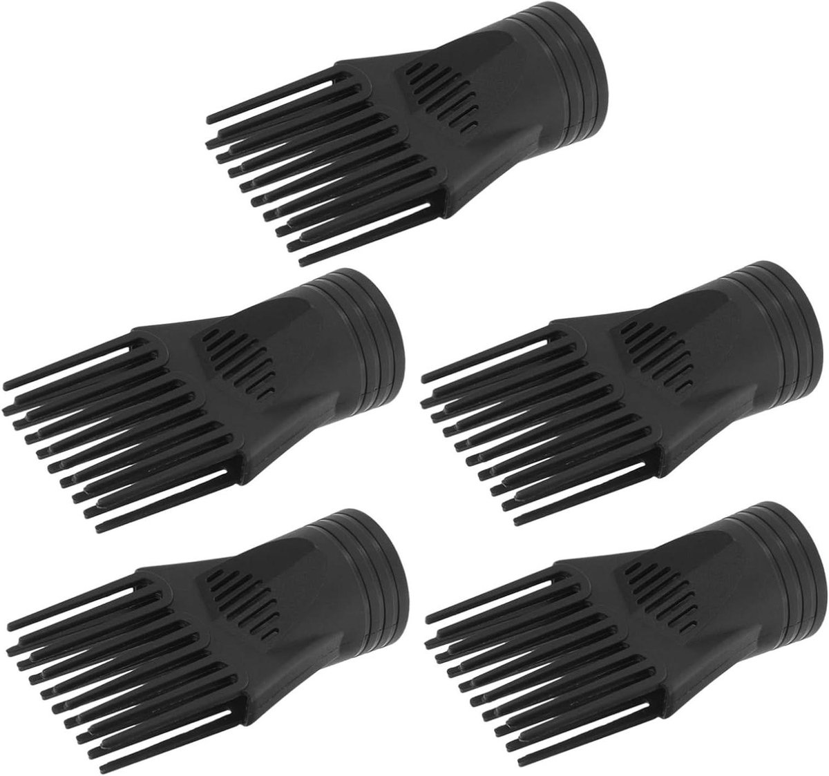 Haardroger Opzetstukken - Kappers Mondstuk - Haar Stylen - Universele Pasvorm - 5 Stuks - Zwart