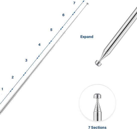 Telescopische Antenne - Radio Antenne - Radio Ontvangst - 7 Secties Verstelbaar - 57.8 cm - Zilver — afbeelding 4