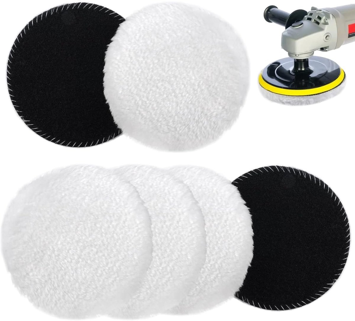 6 Lambswool Polijstschijven 125mm Voor Excentrische Schuurmachines | Zachte Polijstaccessoires Voor Autolakafwerking En Verbetering Van Glans