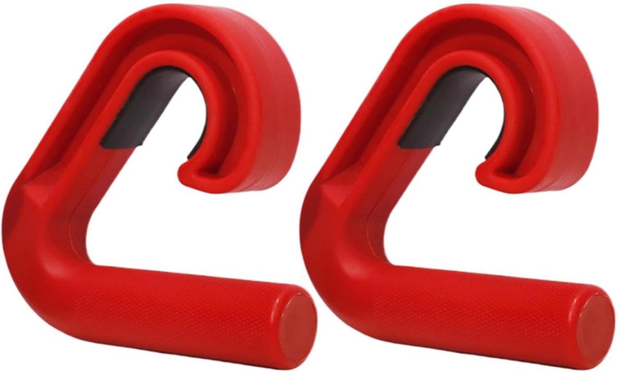 Handgrepen voor Optrekstang - Fitness Handgrepen - Krachtraining Thuis - Dubbele Hoek Grepen - 13.3x13.3x3 cm - Rood