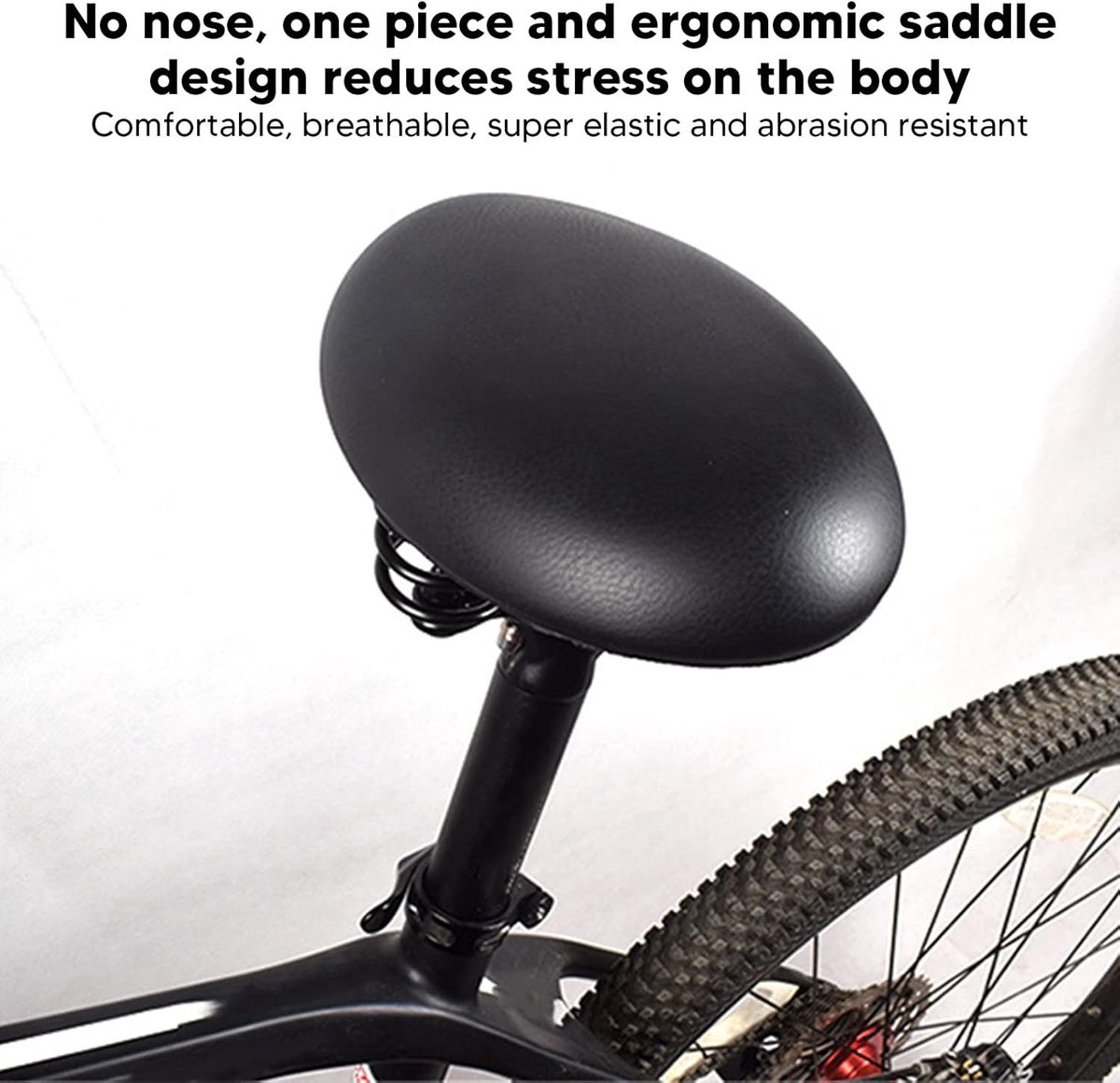 Zadel voor Fiets zonder Neus, Comfortabel en Schokabsorberend Fietszadel voor Mountainbikes en Vouwfietsen met Vering