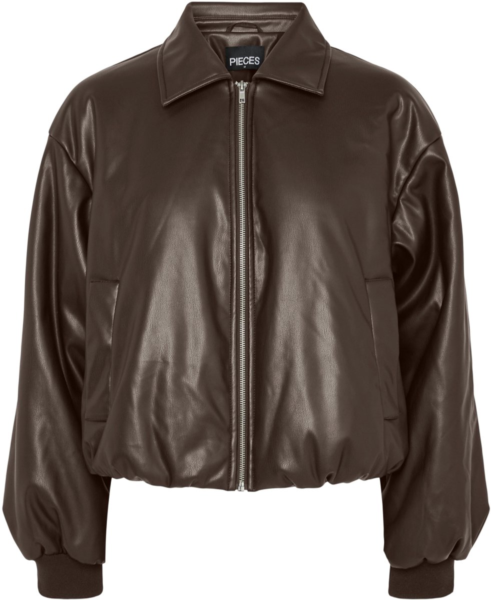 Pieces Jas Pclara Padded Coated Bomber Jacket 17170320 Hot Fudge Dames Maat - S
