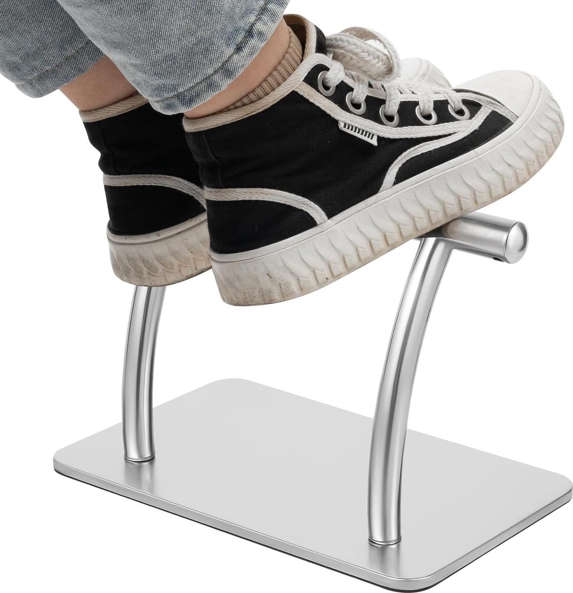 Voetensteun Kapper - Mobiele Voetsteun Salon - Comfortabel Zitten - Hoge Stabiliteit - 30 x 19 x 18 cm - Zilver