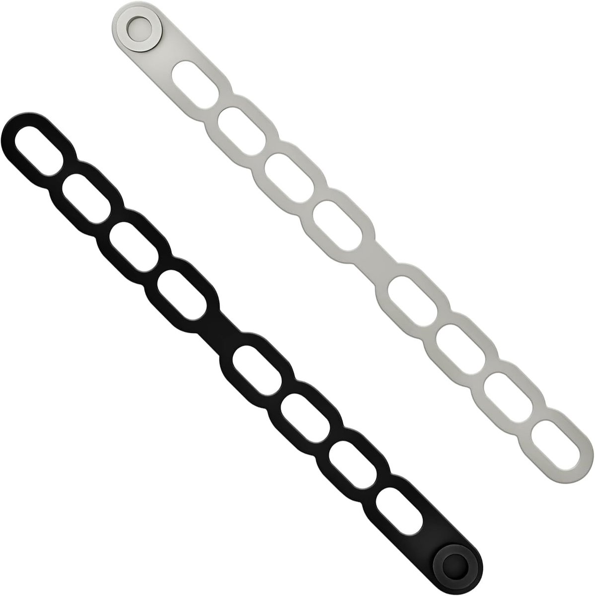 Set van 2 Universele Zwarte en Grijze Klei Jar Fixatiebanden, Minimalistische Dekselhouders voor Potten, Siliconestraps Geschikt voor Opberging van Gordijnen en Kampeermatten