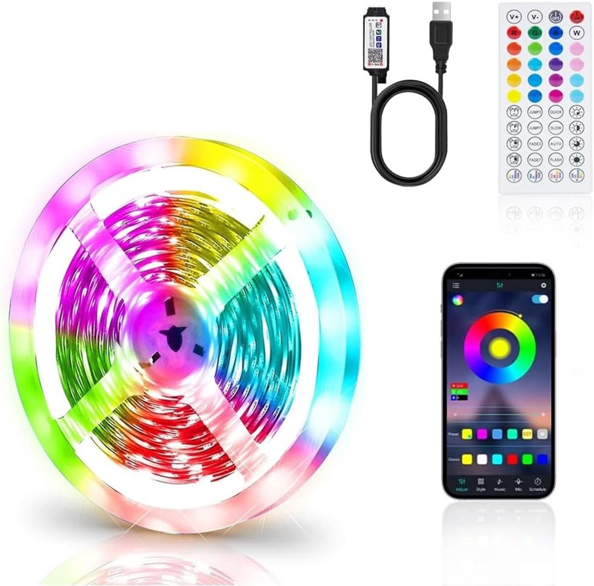 Led Stripverlichting - Decoratieve Verlichting - Sfeerverlichting Creëren - App en Muziek Sync - 1 Meter - RGB Kleurverandering
