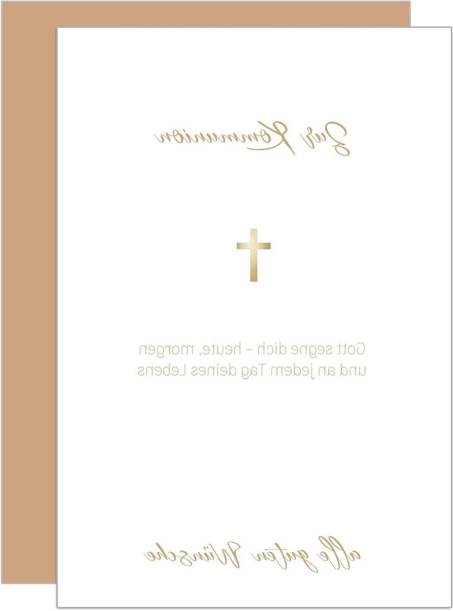 Wenskaart Communie - Kaart communiekaart - Geleentheid wensen - Goud design - 115 x 17 cm - Neutraal