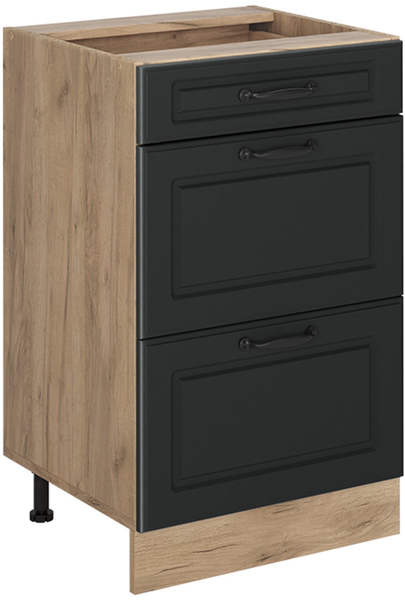 Vicco Keukenonderkast R-Line, Antraciet landelijk/Goudkleurig Eiken, 50 cm zonder werkblad