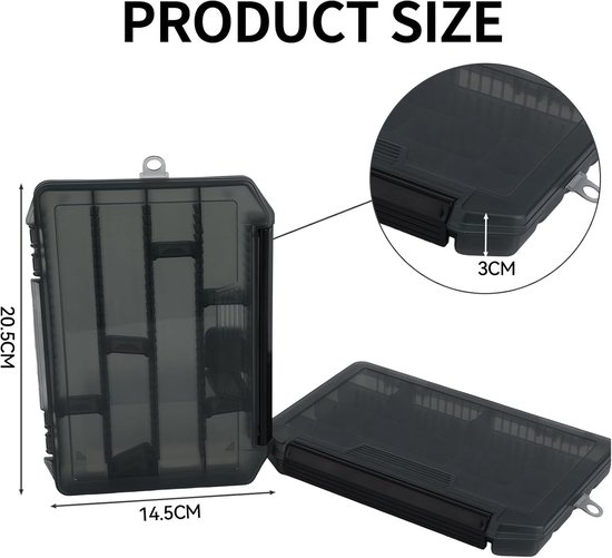 Set van 2 Waterdichte Visdozen met Verstelbare Compartimenten voor Visspullen en Accessoires, Ideaal voor Hengelsport en Outdoor Activiteiten — afbeelding 5