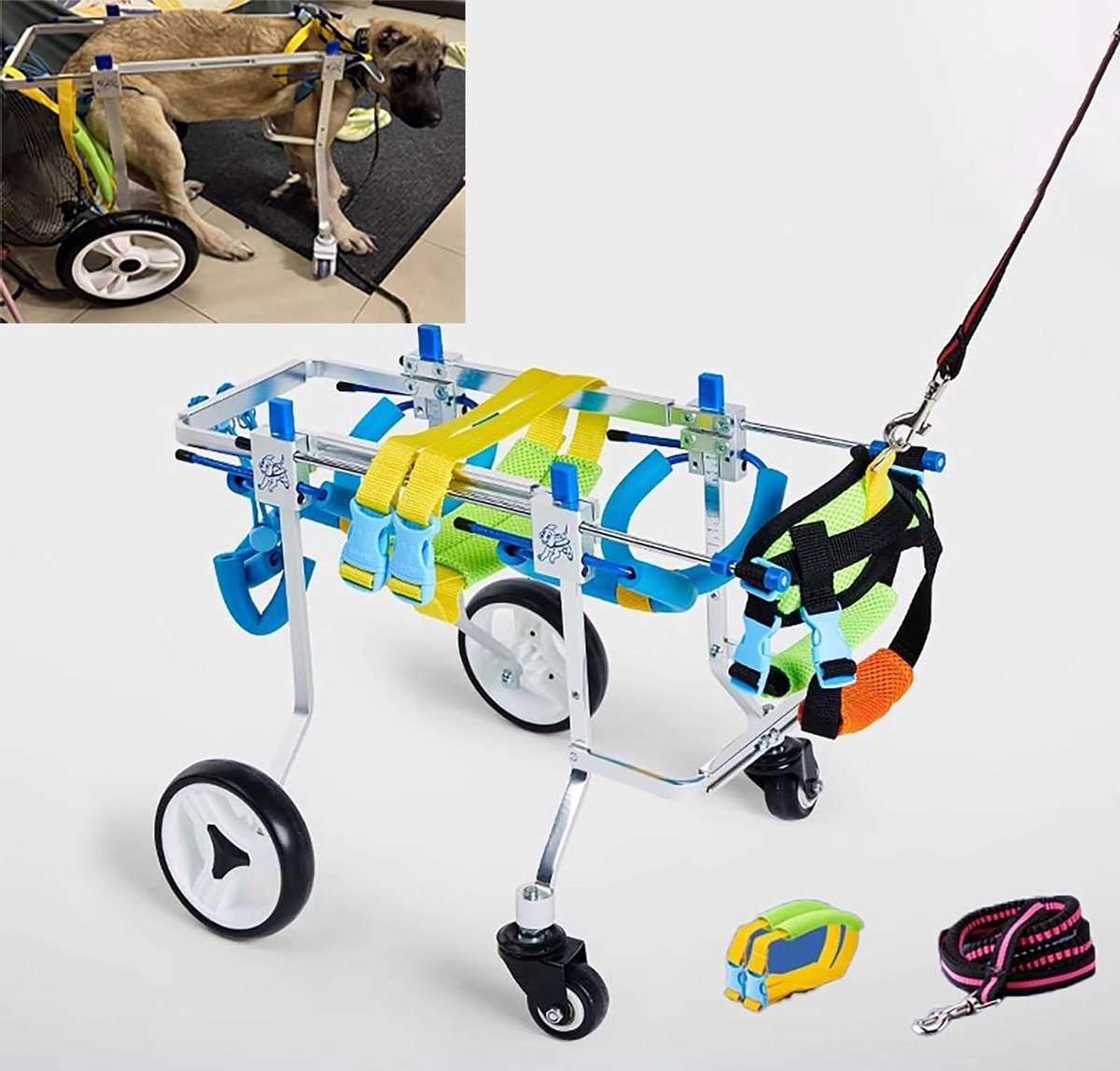 Hondenrolstoel - Hulpmiddel Mobiliteit Hond - Hond Lopen Ondersteunen - Verstelbaar Ontwerp - Maat XS - Zilver
