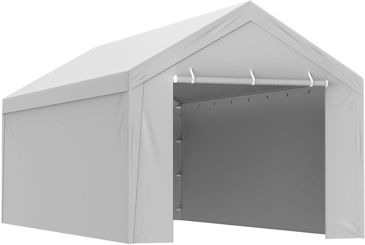 Vervangend zeil voor luifel - Luifeldoek Garage - Voertuig beschermen - Waterdicht en UV-bestendig - 6 x 3 m - Wit