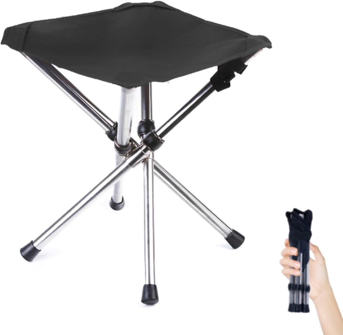 1-delige telescopische vouwstoel - Opvouwbare buitenstoel - Draagbare visstoel - Campingstoel - Opvouwbare campingstoel Krukje - 31*31*35 cm - Zwart