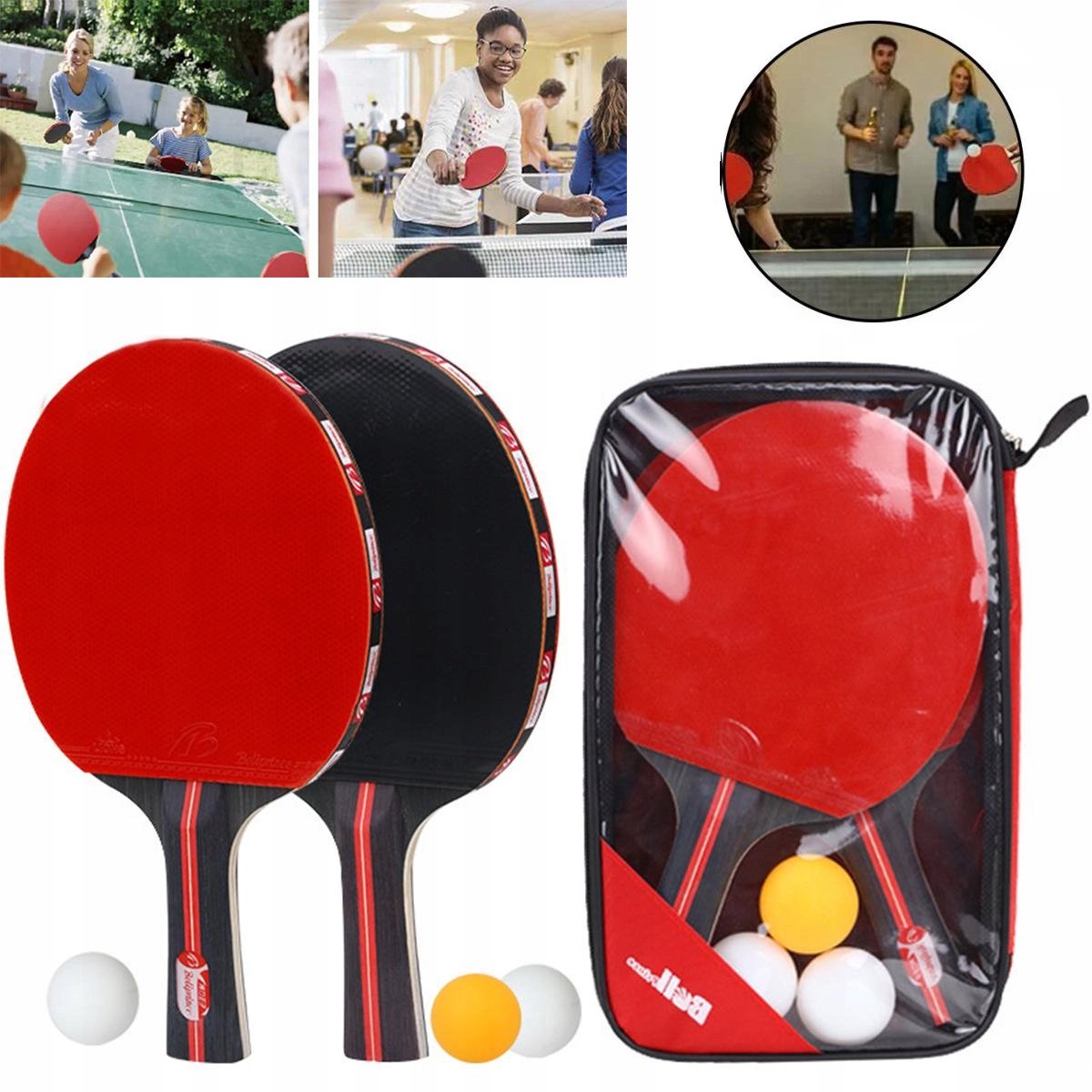 2x Tafeltennisbatjes + 3 Balletjes - Complete set
