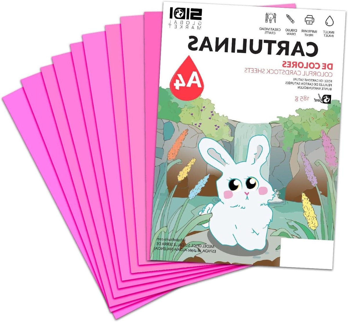 Karton Papier - Hobbykarton Fluorescerend - Knutselen en Printen - Hoog Gramgewicht - 25 Vellen - Neon Roze