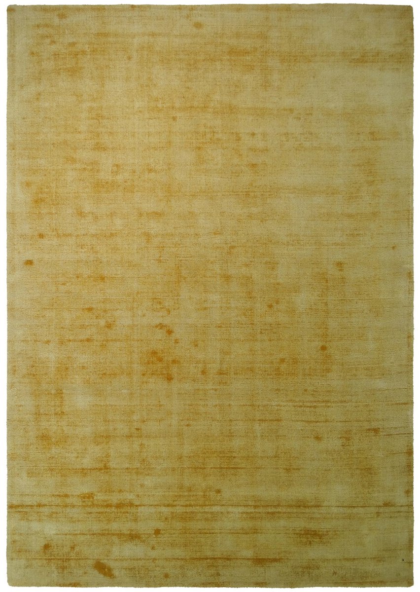 Padiro laagpolig vloerkleed 200 x 290 cm - geel - modern effen design - geschikt voor vloerverwarming - van viscose