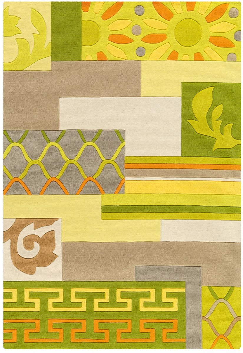 Padiro laagpolig vloerkleed 170 x 240 cm - geel - modern abstract design - geschikt voor vloerverwarming - van modacryl