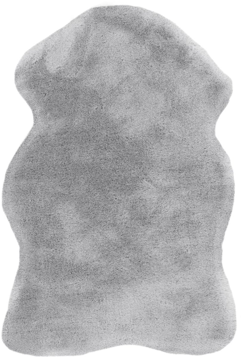 Padiro hoogpolig vloerkleed 60 x 90 cm - grijs / blauw - modern effen design - geschikt voor vloerverwarming - van polyester