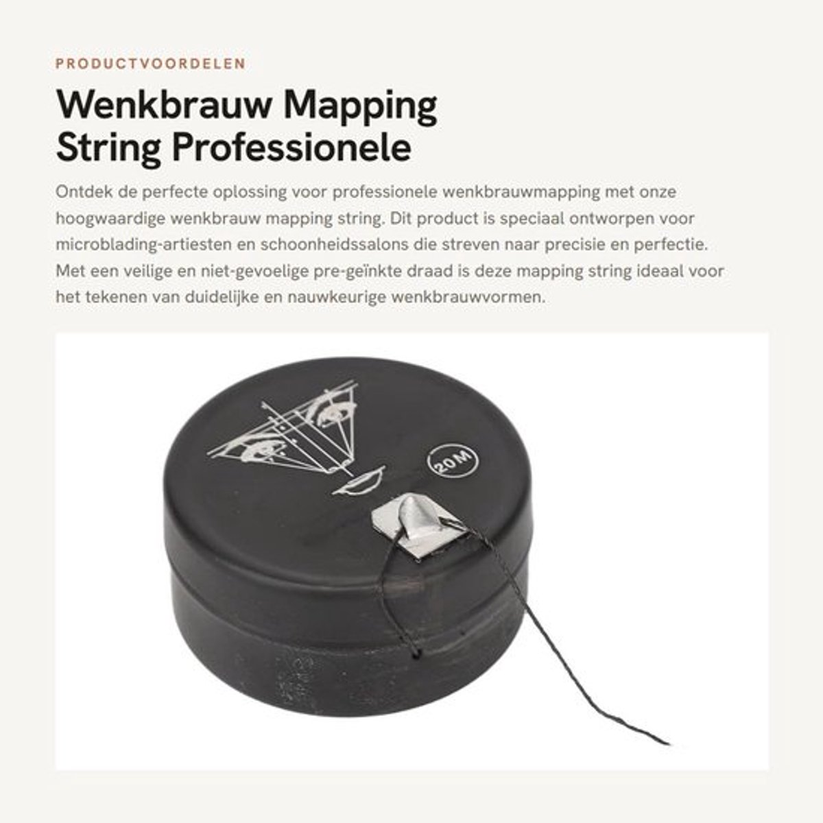 Wenkbrauw Mapping String 20m - Pre-geïnkt Draad - Microblading Markering - Schoonheidssalon Gebruik - Eenvoudige Snijgereedschap - Veilig voor Huid