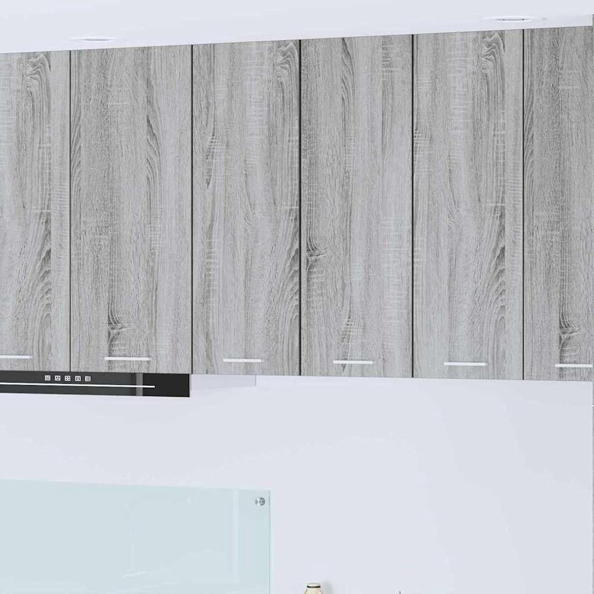 Hangkast met deur - Keukenkast Wandkast - Keuken Organizer - Glad Oppervlak - 30x31x80 cm - Grijs Sonoma en Wit