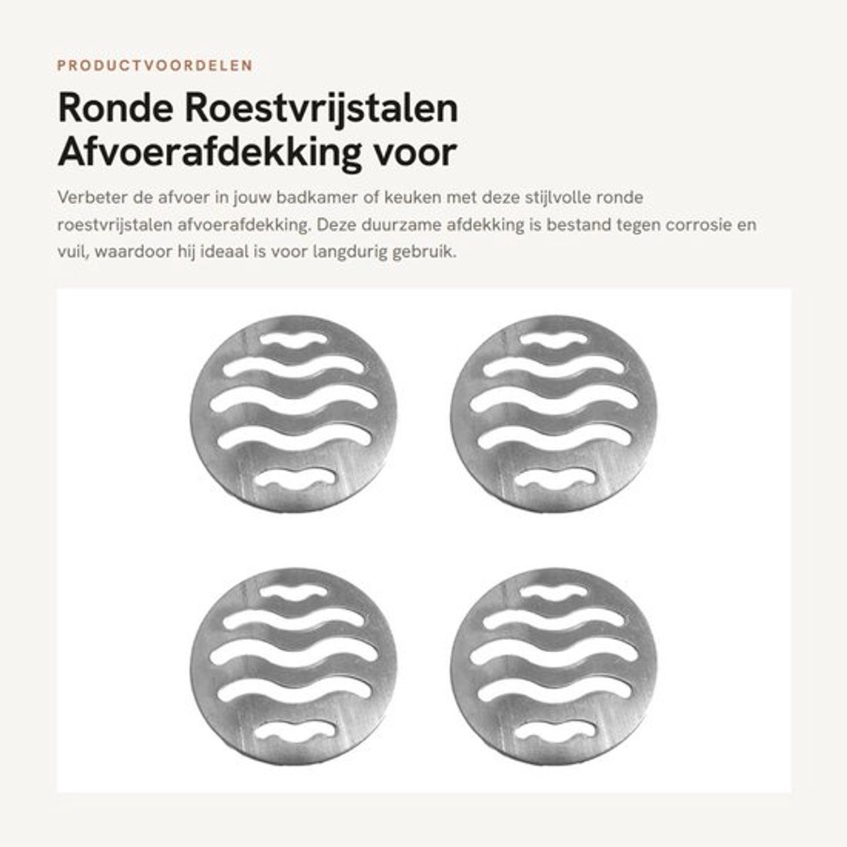 Afvoerafdekking Ronde - Vloerafvoerzeef Roestvrij Staal - Afvoerrooster Douche - Afvoer Roestwerend - 90 mm - 4 Stuks