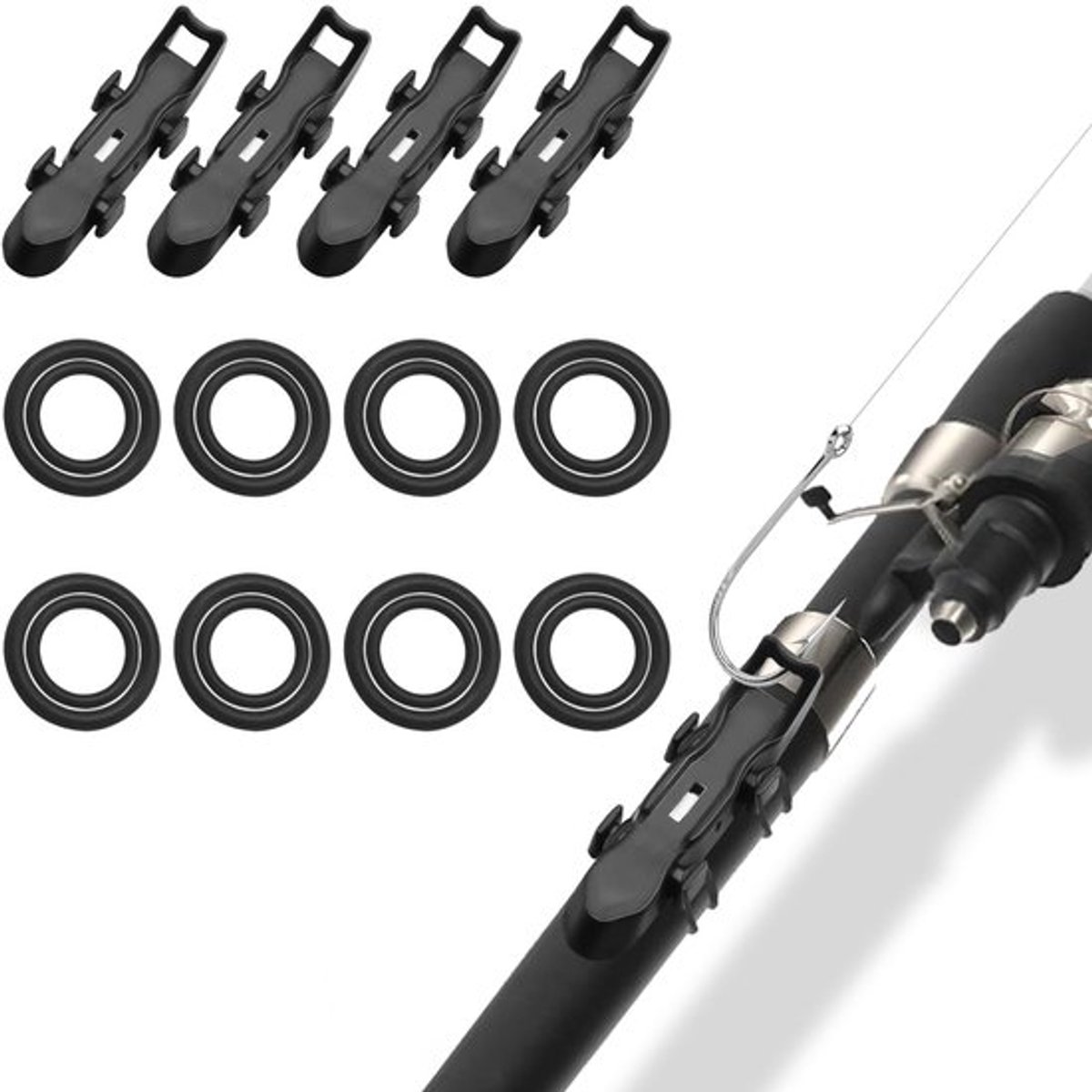 4 stuks magnetische vishaak houder lokken magnetische hoer, vishaak houder met rubberen ring, haak houder voor hengel, magnetische kunstaas houder vishaken accessoires gemakkelijk te gebruiken