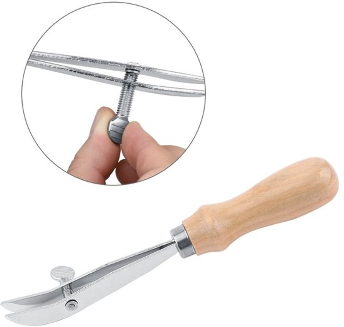 Scheukenverwijderaar Hoogwaardig Staal - Verstelbaar Handgereedschap - Hout Handvat - Ambachtelijk Gereedschap - Snijgereedschap - Totale Lengte 19 cm - Leerbewerking Gereedschap