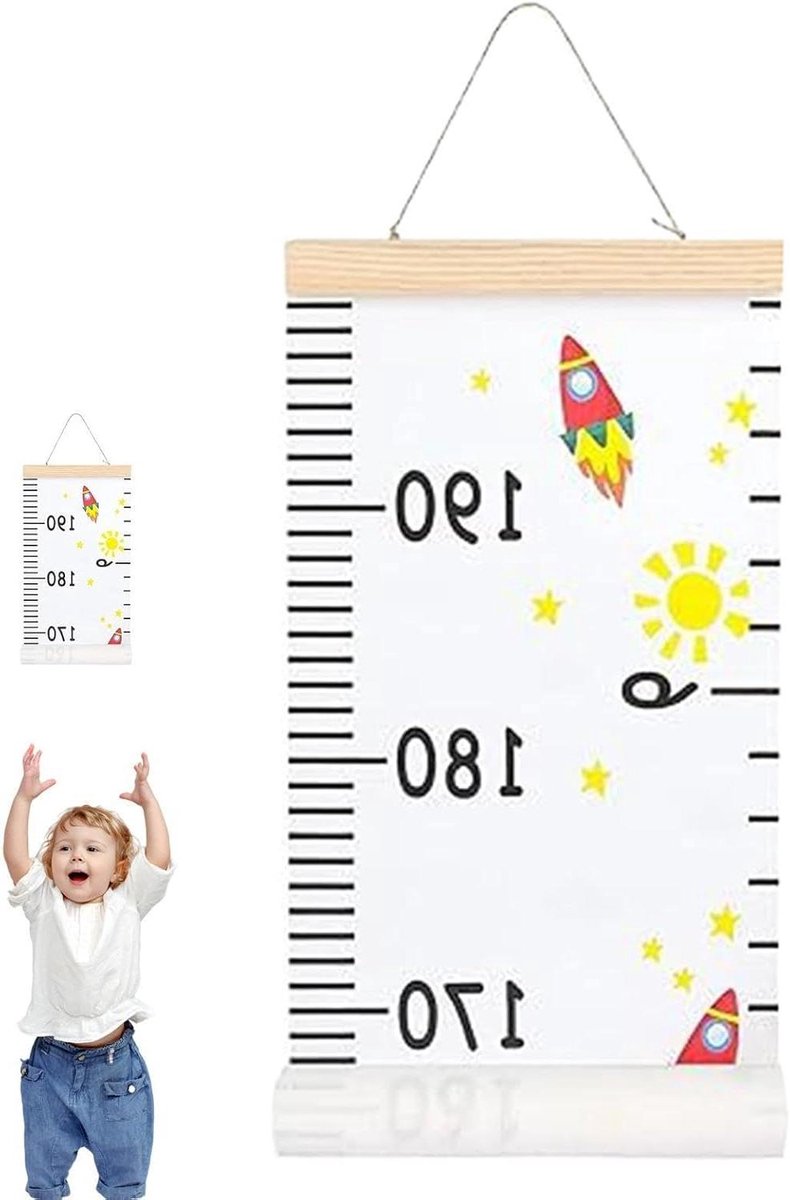 Hoogtekaart Kinderen - Groeimeter Muur - Groei Bijhouden - Hout en Canvas - 175 cm - Niet gespecificeerd