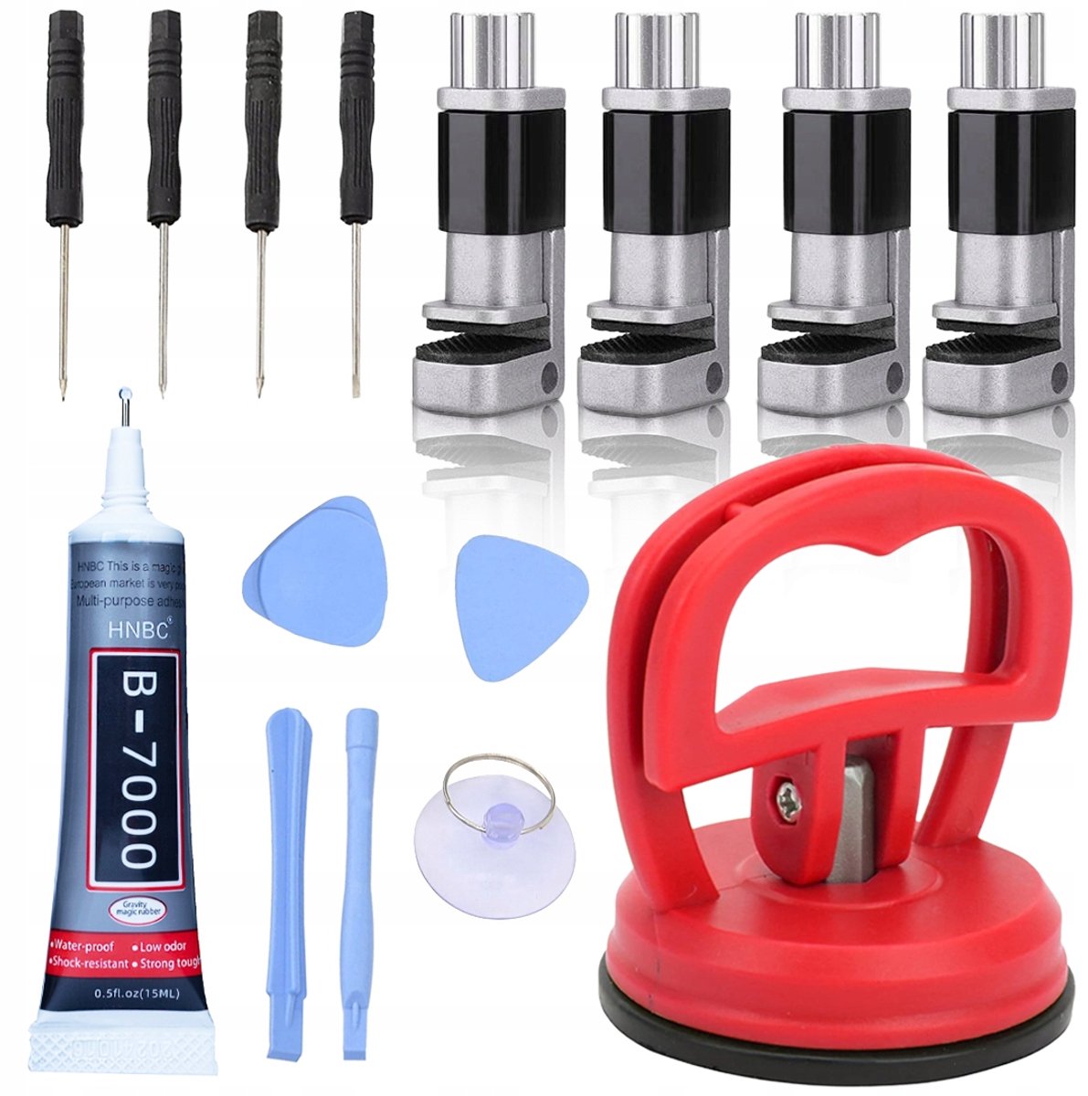 Rosfix LCD Reparatieset 4-in-1 - B7000 15ml - Zuignap 55 Mm - 4x Mini-Bankschroef voor Smartphones