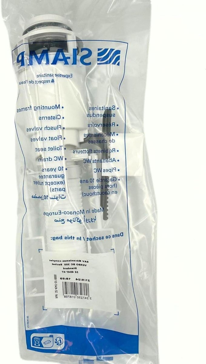Dubbele Toiletklep - Spoelklep - Toilet Reparatie - Tweedelig Ontwerp - 8 x 15.5 x 32.1 cm - Veelkleurig