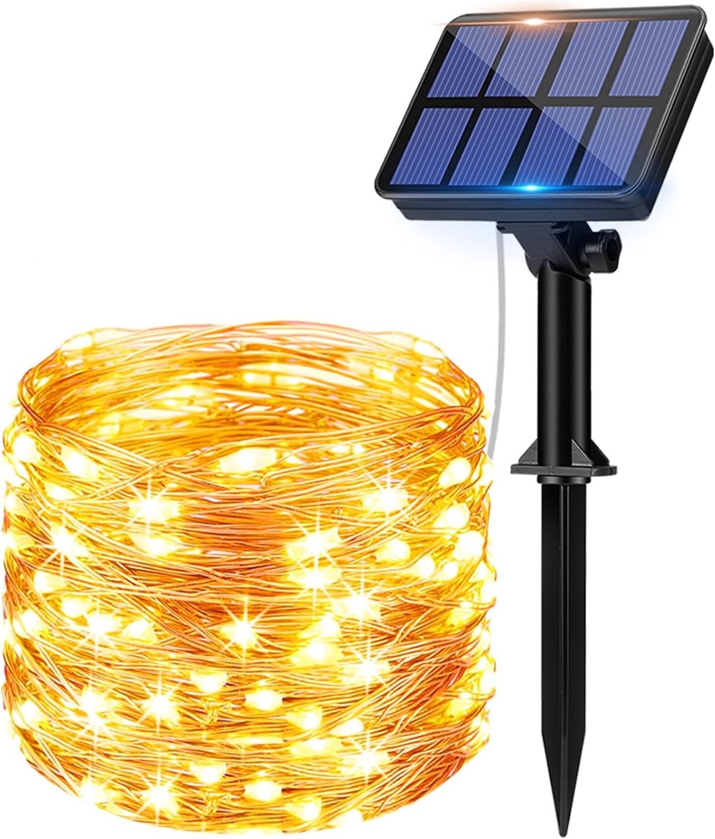 Vellaro Buitenlampjes - Warm Wit - 12 Meter - Koperdraad Lichtketting met 120 LED's - Waterdicht voor Tuin en Balkon