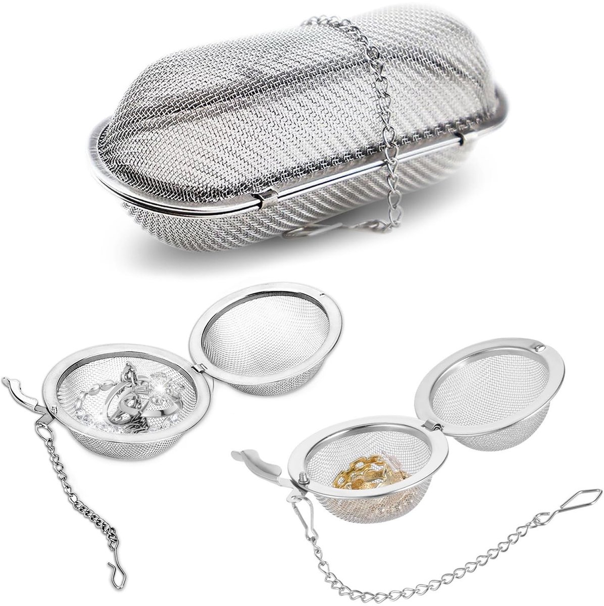Omgoods - Set van 3 Ultrasone Reinigingsmanden voor Sieraden