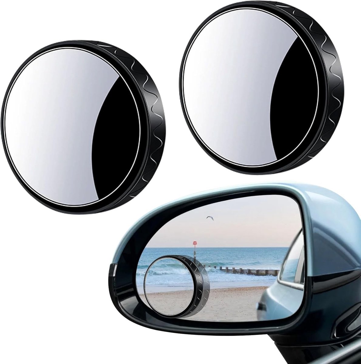 Dodehoekspiegel - Zwart - 5 cm - HD-glas en ABS - Verstelbare Rond Spiegel voor Auto