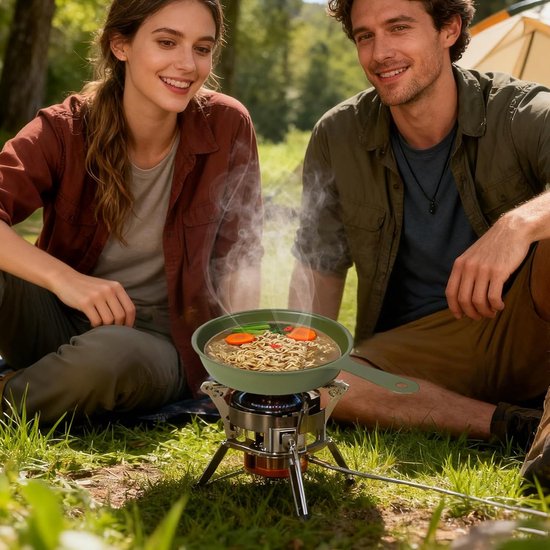 Mini Eierenpan - Kleine Koekenpan - Kamperen Buiten Koken - Vervormingsbestendig - 13 cm - Leger groen — afbeelding 2