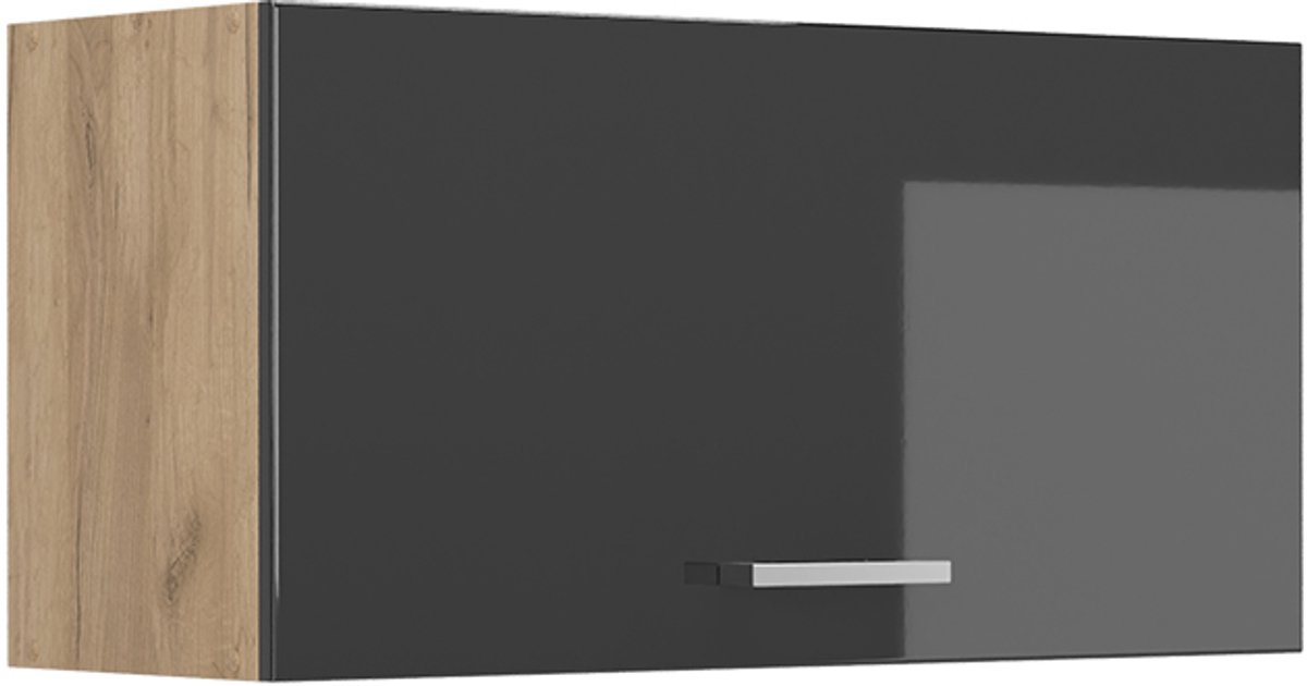 Vicco Hangkast R-Line, Antraciet Hoogglans/Goudkleurig Eiken, 80 cm Plat