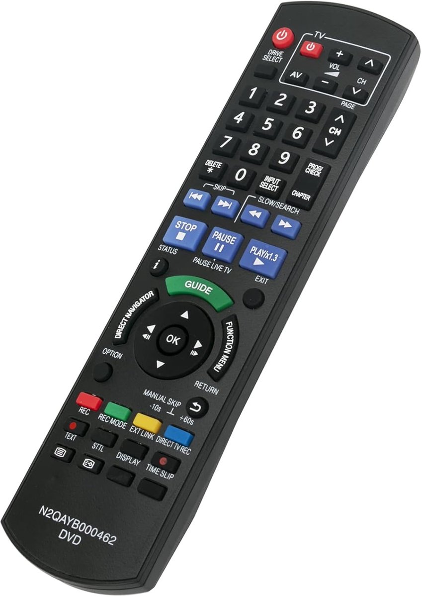 Vervangende afstandsbediening - Universele afstandsbediening - DVD recorder bedienen - Directe werking - 10 meter bereik - Zwart